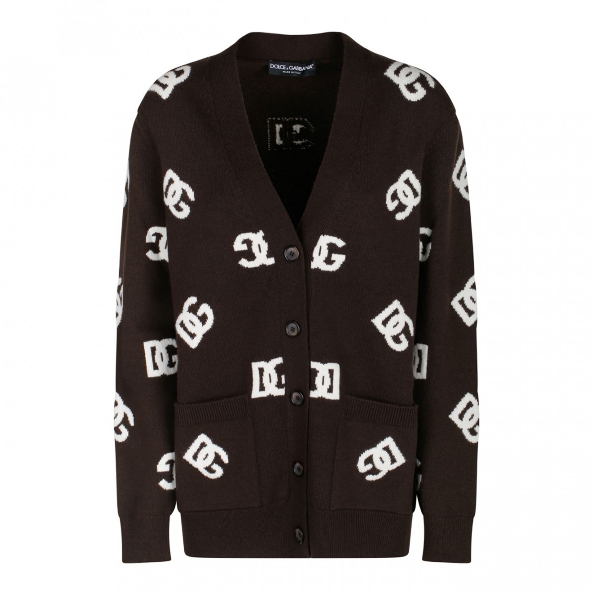 Brown and White DG Monogram Cardigan