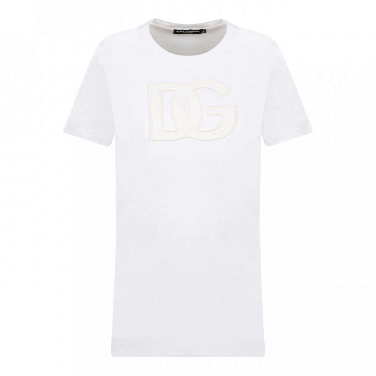 Dolce & Gabbana White Jersey T-shirt With DG Logo Patch