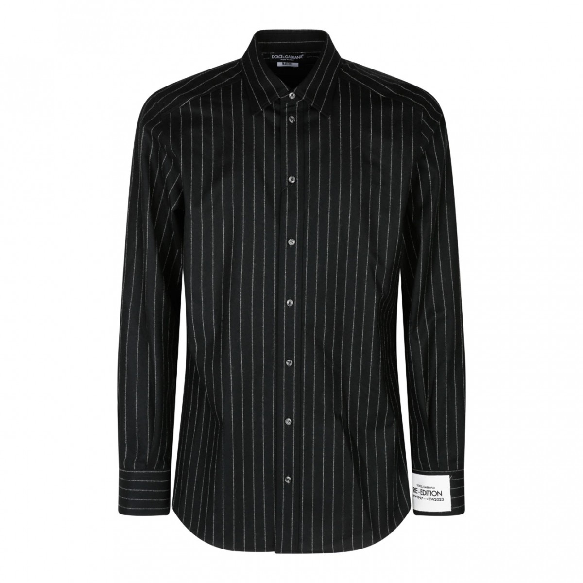 Black Virgin Wool Striped Shirt