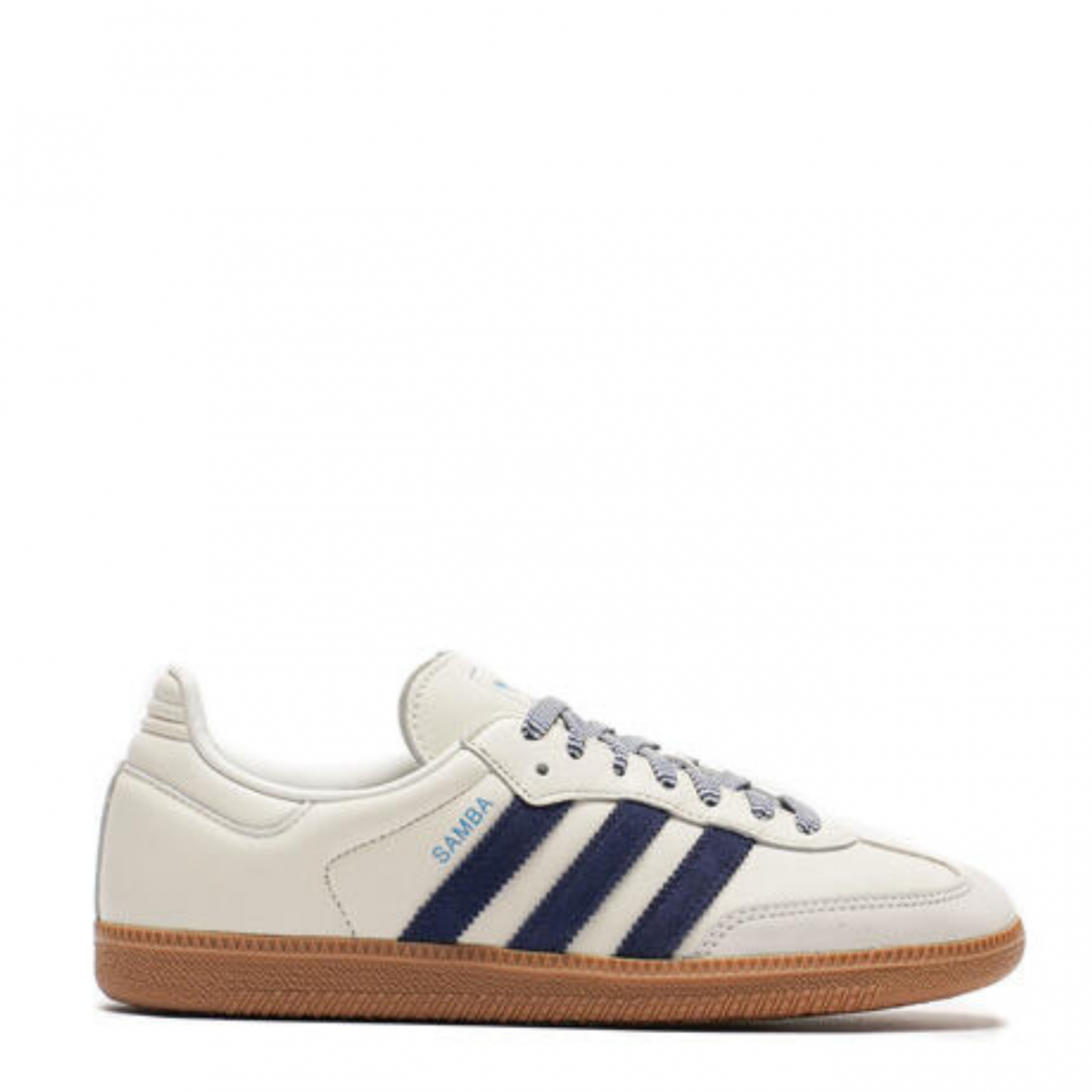 White and Dark Blue Samba Sneakers