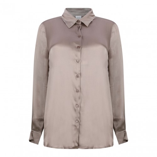 Greige Satin Sifone Shirt