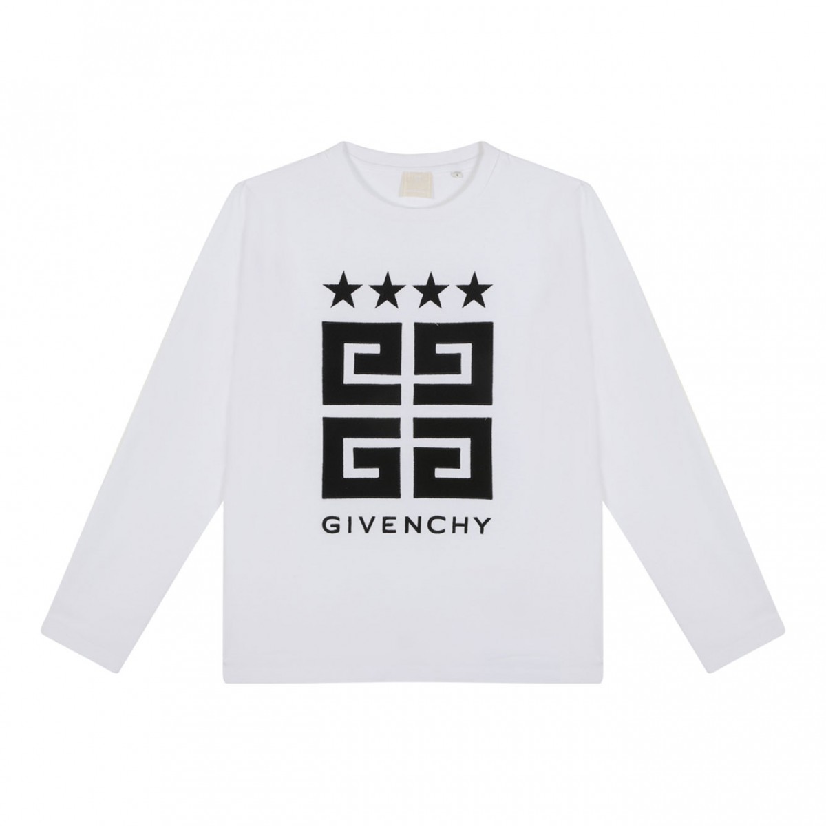 White Logo Print Long Sleeves T-Shirt