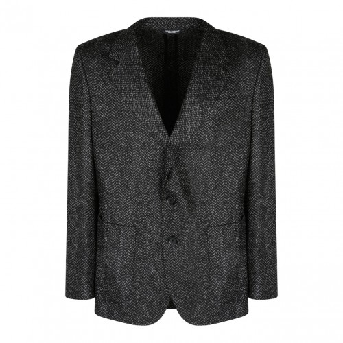 Black and Grey Boucle Blazer