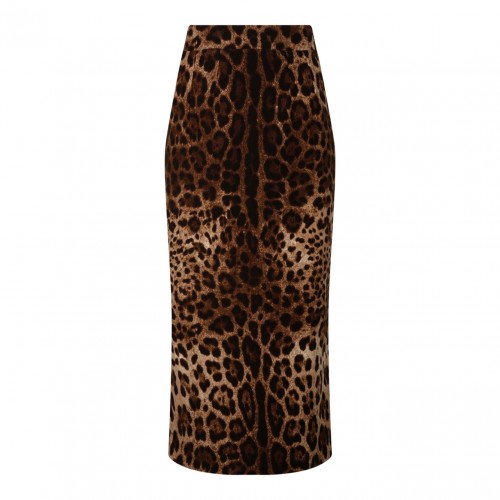 Brown Wool Leopard Print...