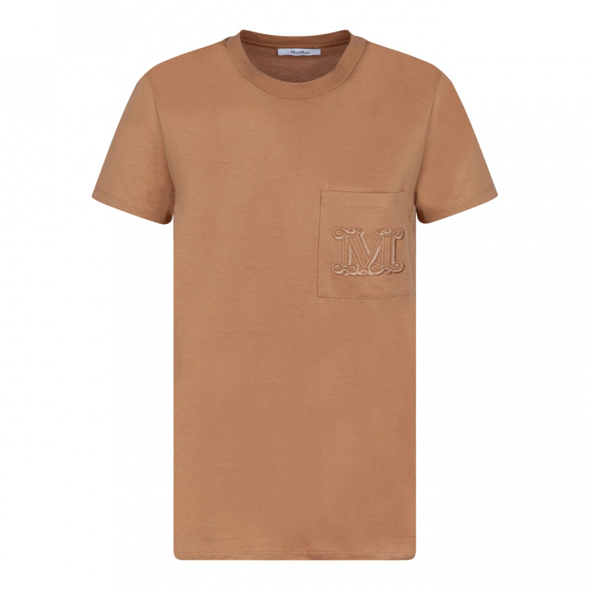 Camel Brown Logo Embroidered T-Shirt