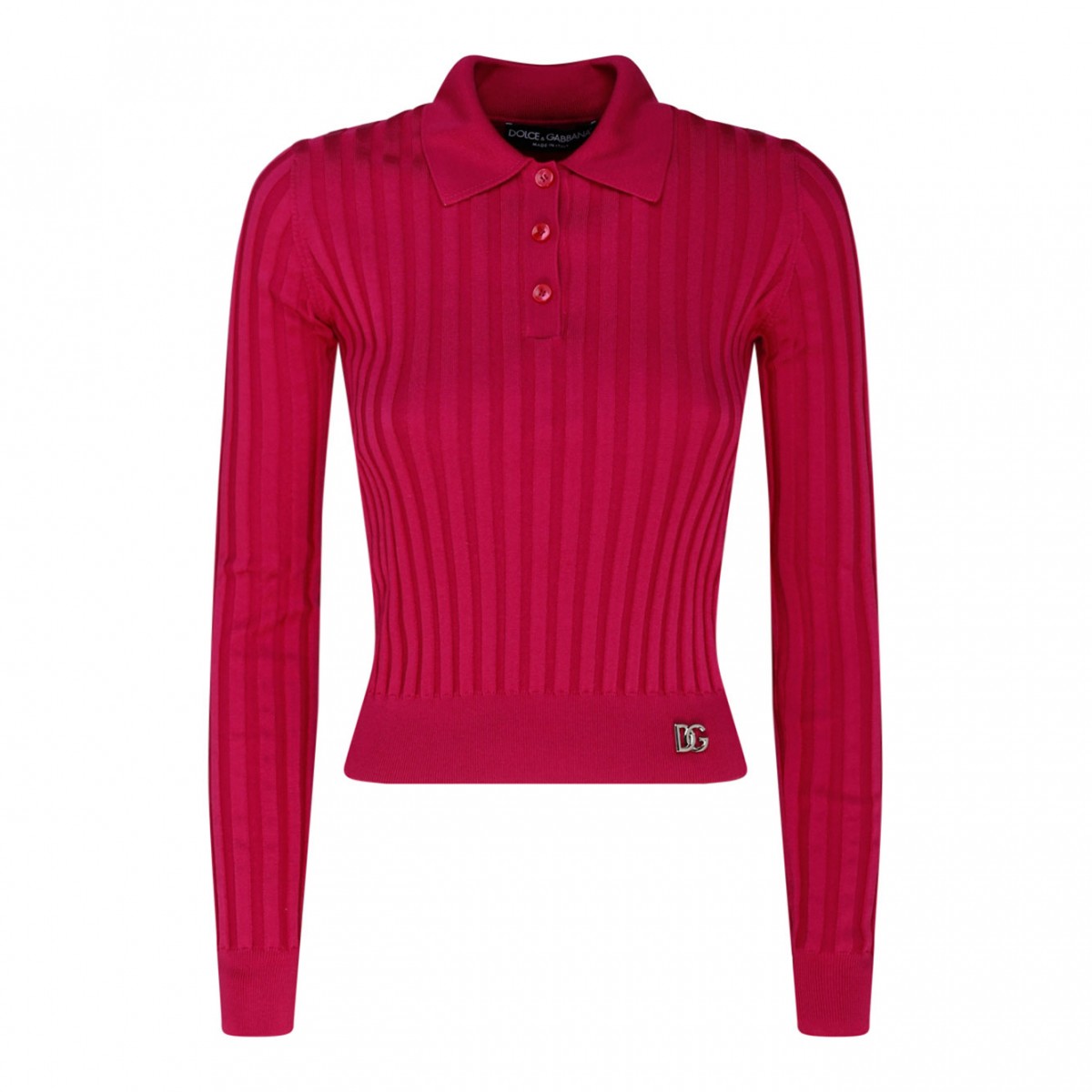 Fuchsia Cropped Polo Shirt