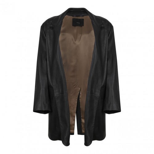 Black Leather Blazer Coat