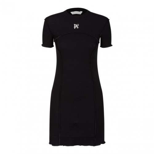 Black Logo Print Minidress