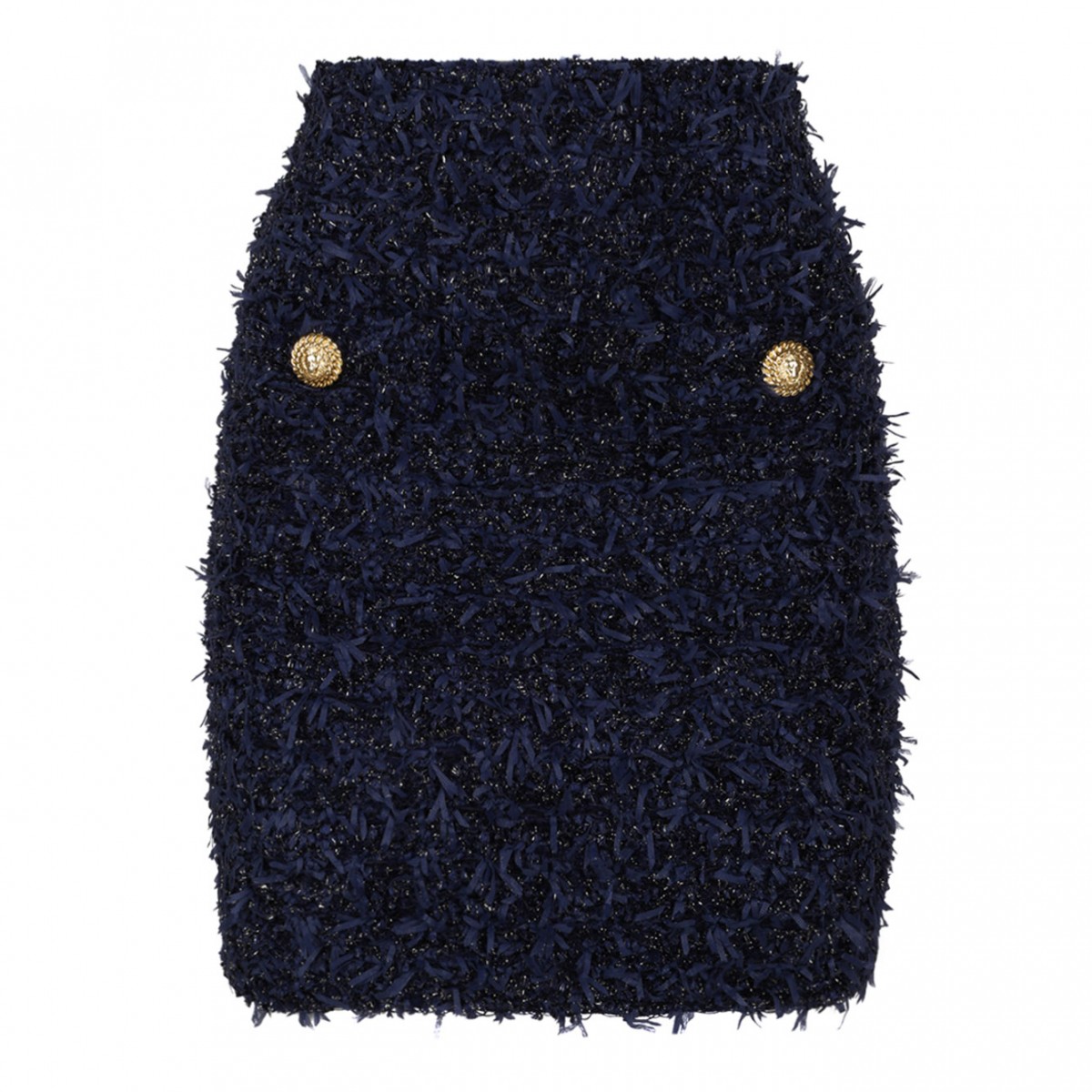 Dark Blue Tweed Mini Skirt