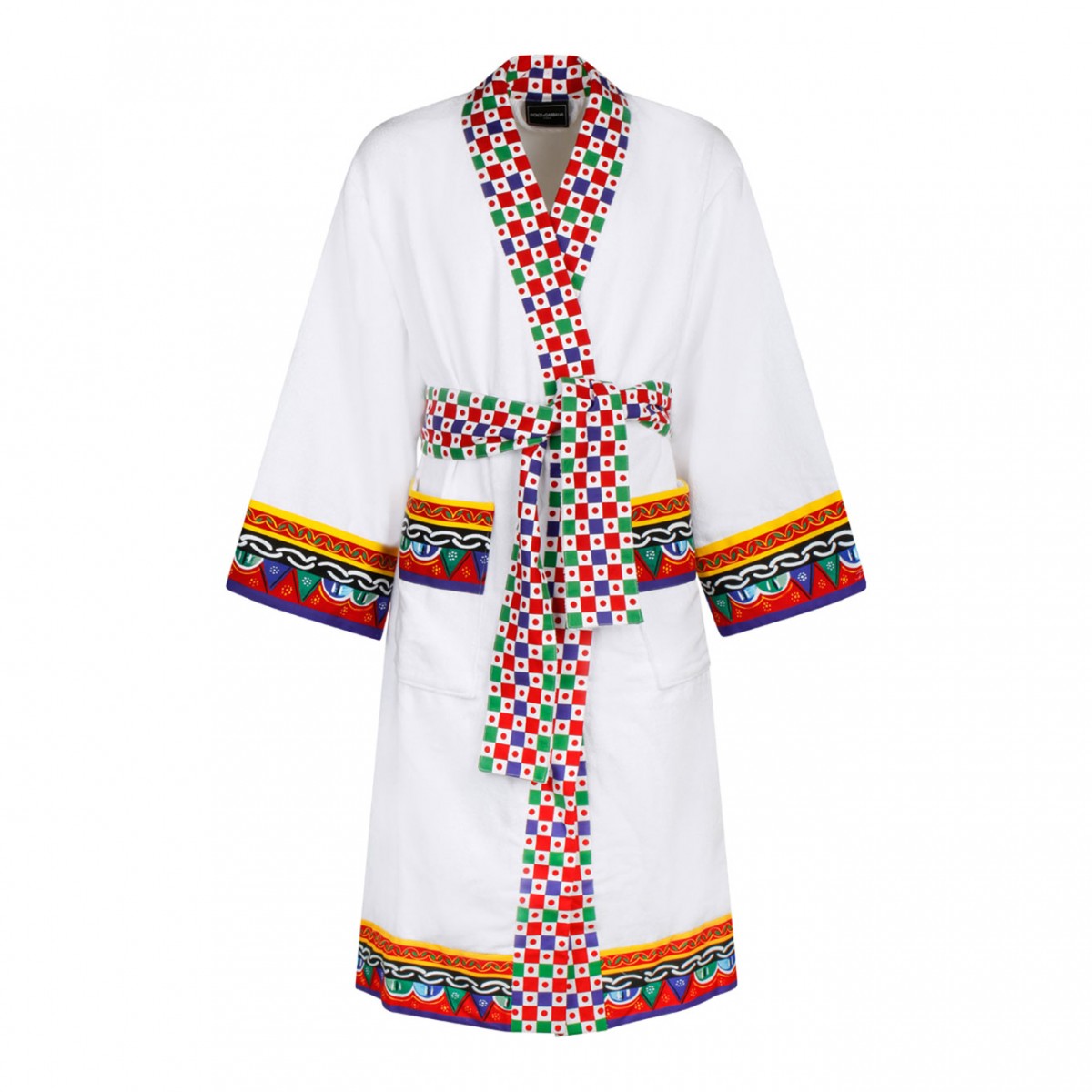 Carretto Sciliano Printed Trim Bathrobe