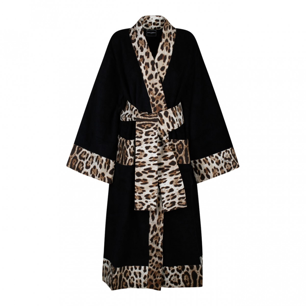 Leopard Print Trim Bathrobe