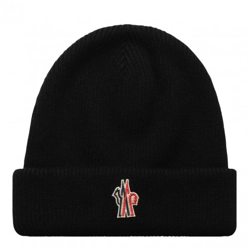 Black Logo Embroidered Beanie