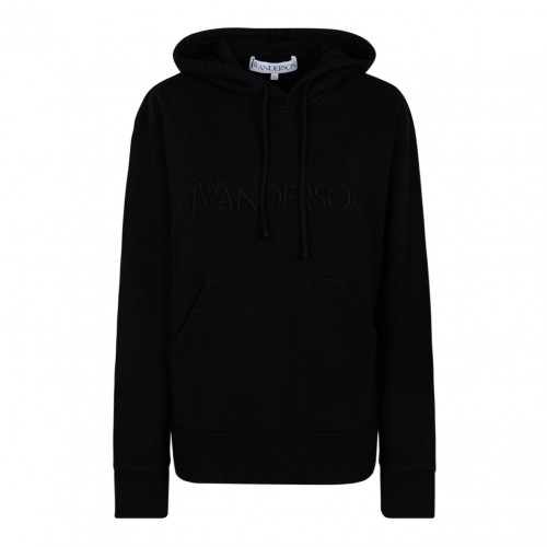 Black Logo Embroidered Hoodie