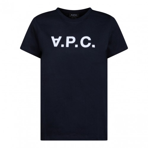 Navy Blue Logo Print T-Shirt