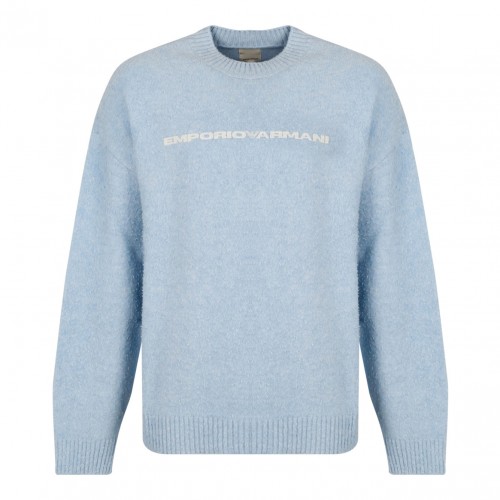 Light Blue Logo Print Sweater