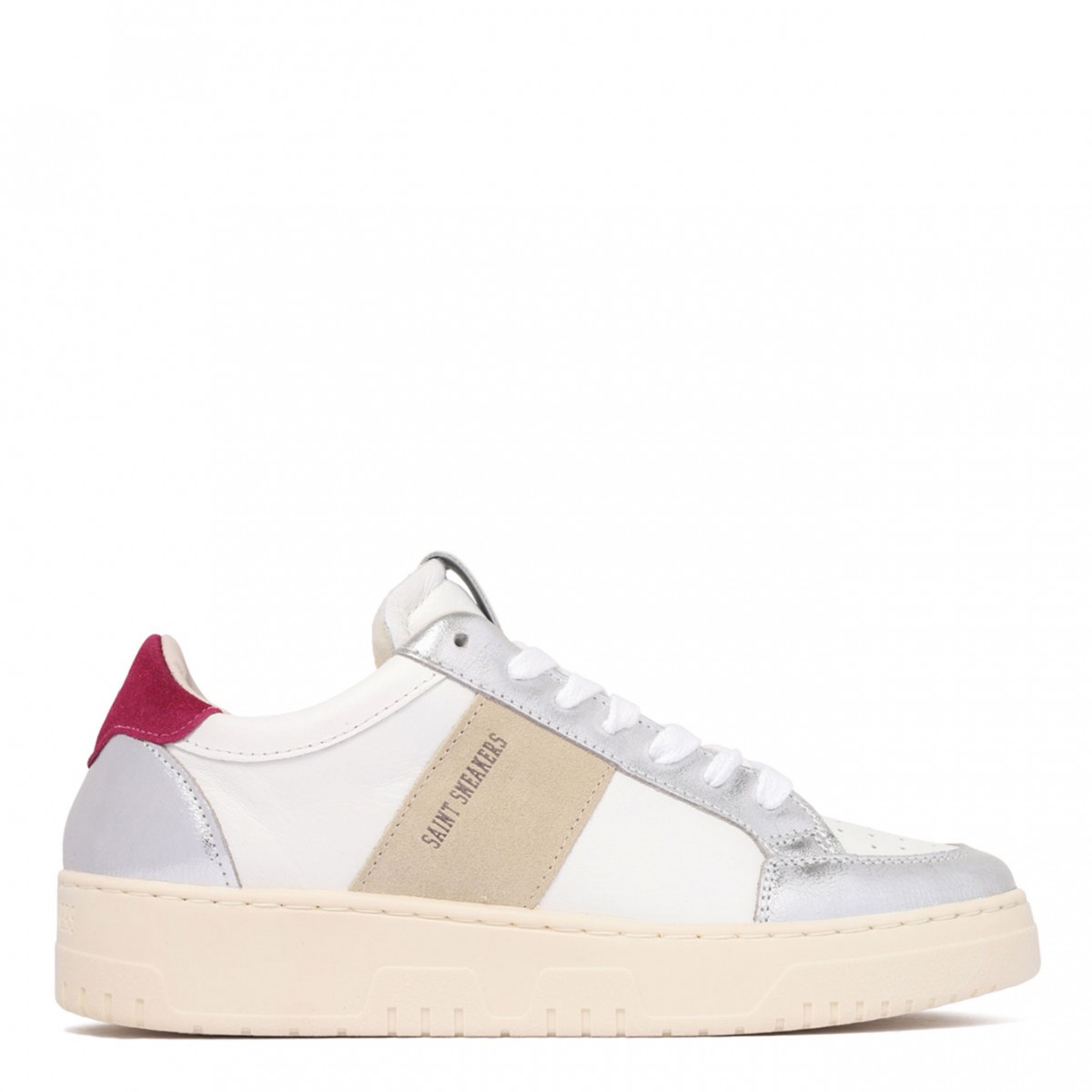 White, Silver and Pink Sail W Sneakers