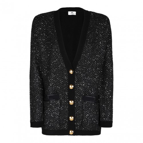 Black Sequin Thread Cardigan