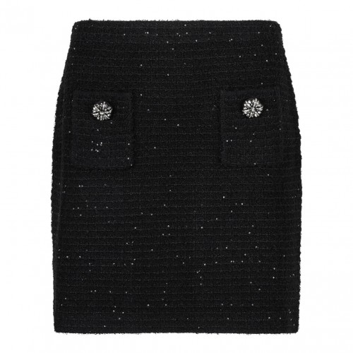 Black Texture Knit Mini Skirt