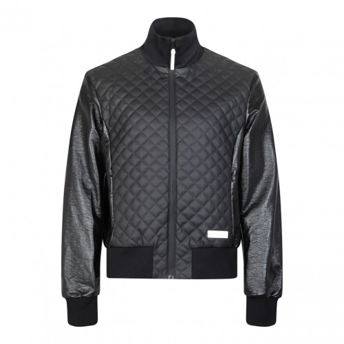 Black Quilted Bomber Jacket