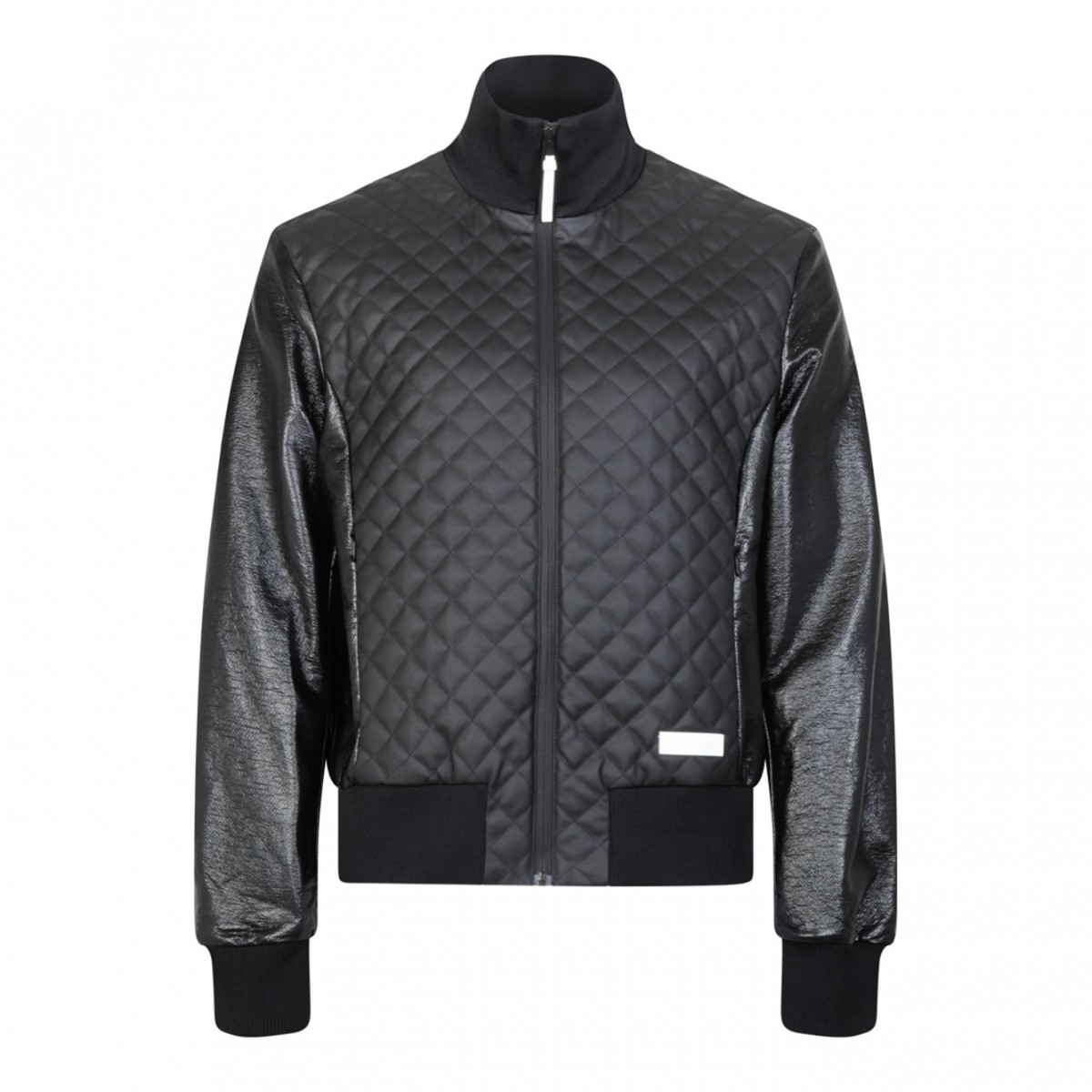 Black Quilted Bomber Jacket