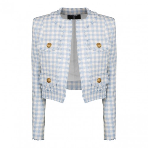 Blue Gingham Tweed Jacket