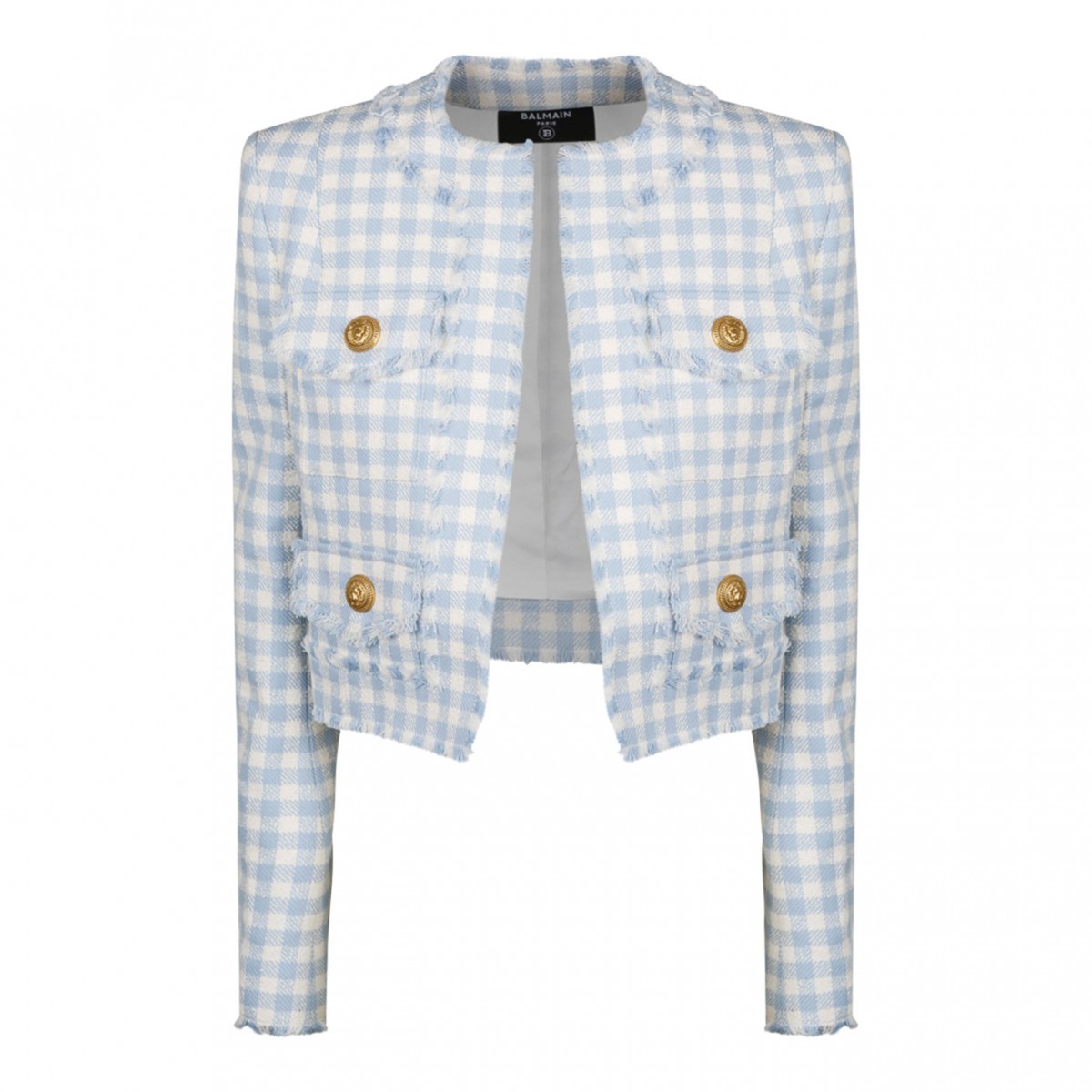 Blue Gingham Tweed Jacket