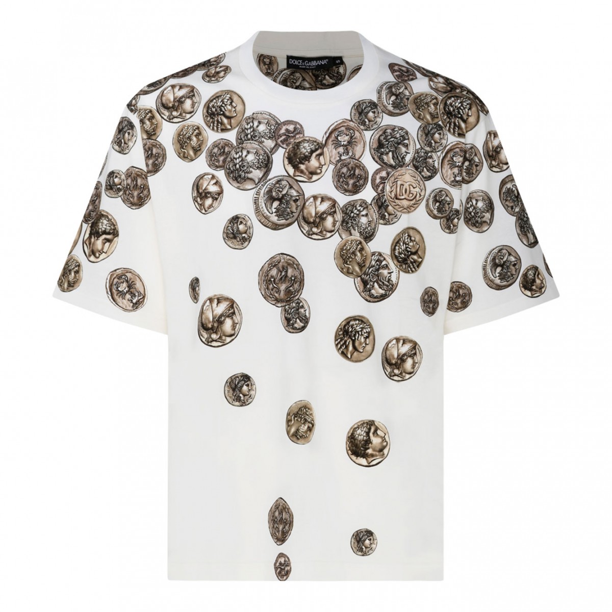 Beige Cotton Graphic Print T-Shirt