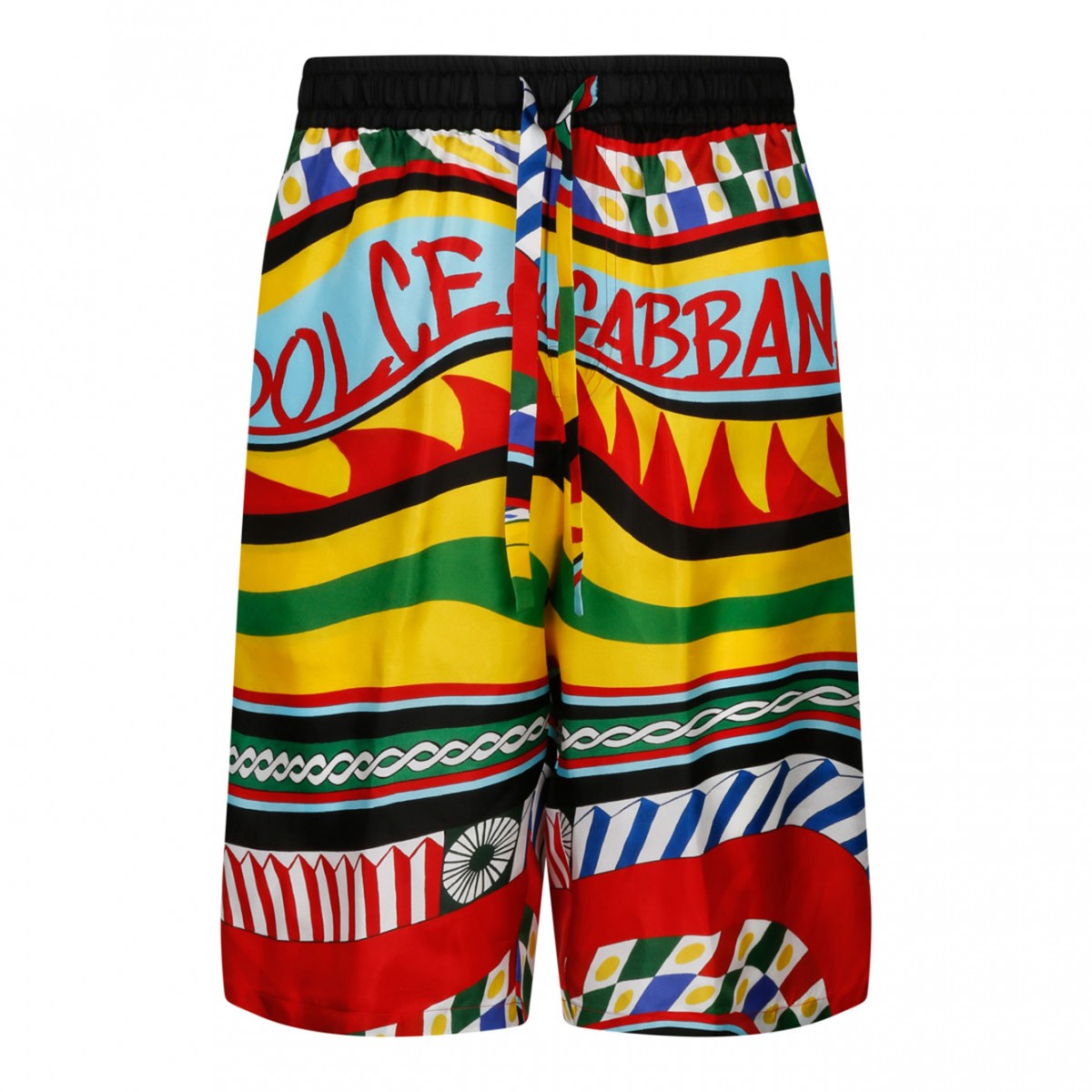 Multicolour Silk Carreto Print Bermuda Shorts