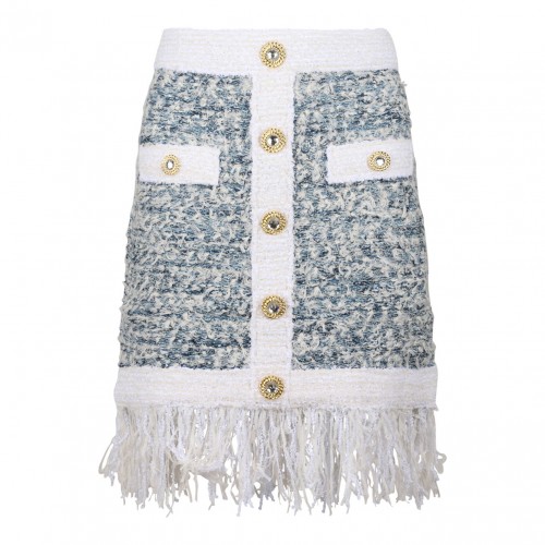 Fringed Tweed Miniskirt