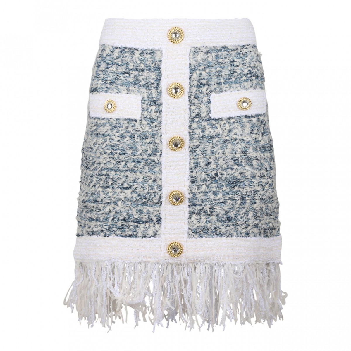 Fringed Tweed Miniskirt