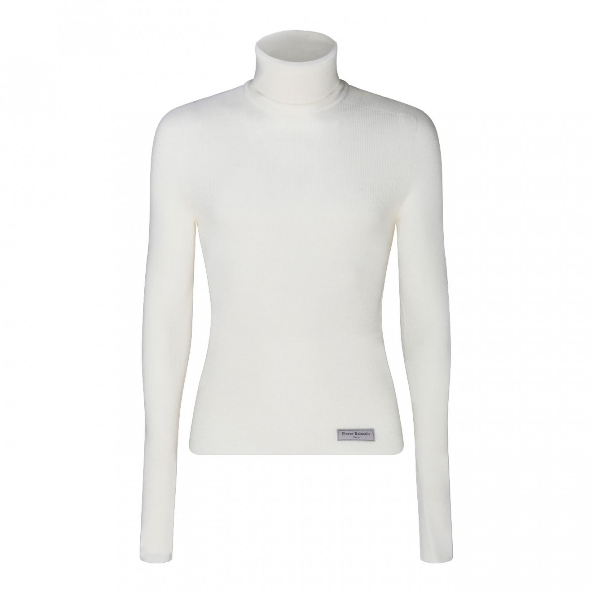 White Merino Wool Logo Patch Jumper