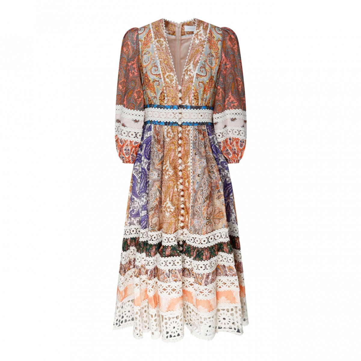 Zimmermann Multicolor Linen Devi Printed Midi Dress