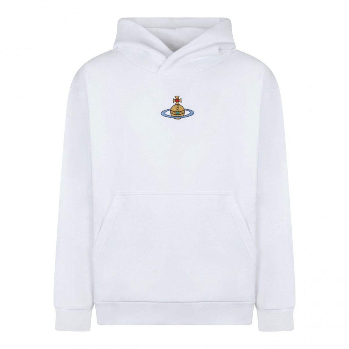 White Logo Embroidery Hoodie