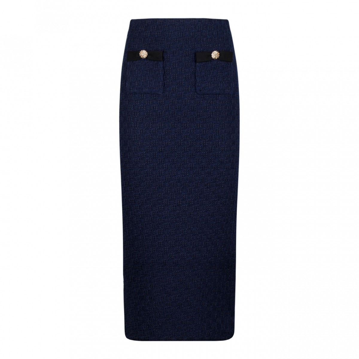 Self Portrait Blue Knit Midi Skirt