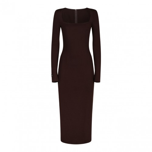 Dark Brown Jersey Midi Dress