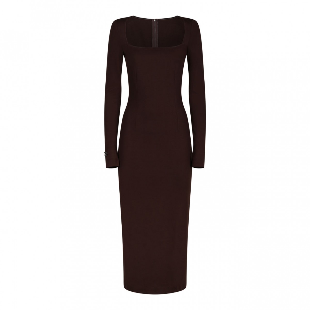 Dark Brown Jersey Midi Dress