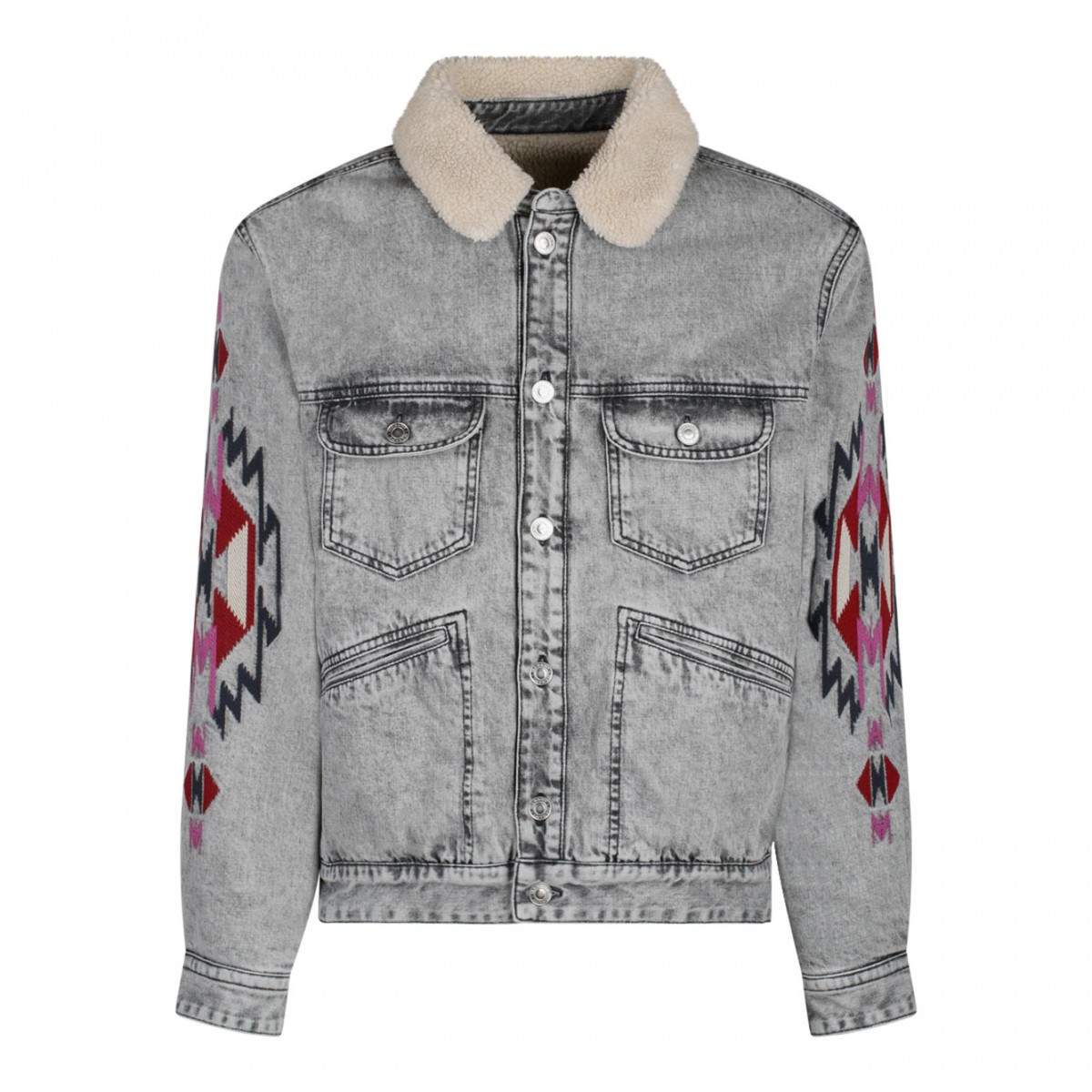 Light Grey and Multicolour Denim Jacket