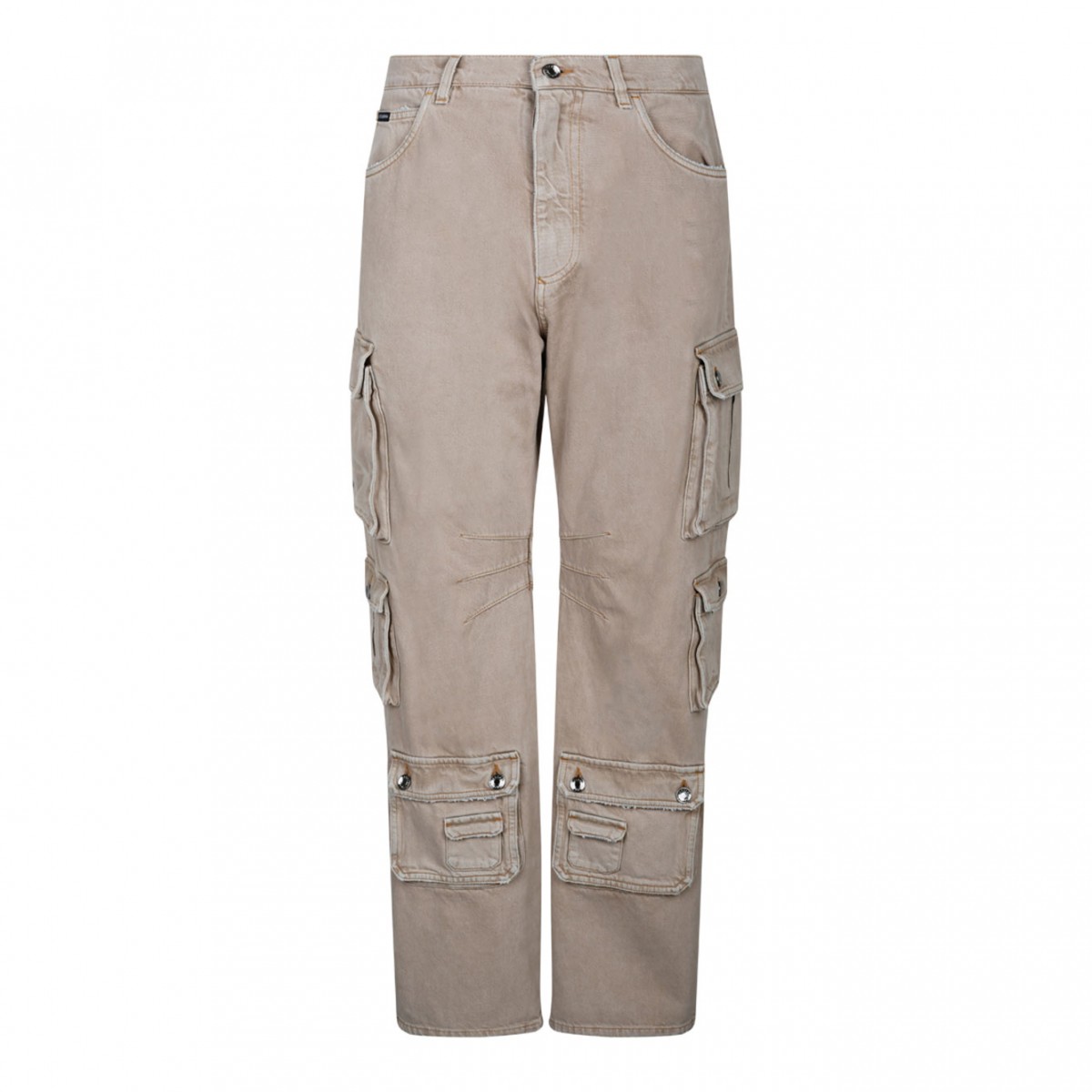 Beige Cotton Cargo Trousers