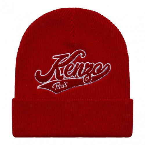 Bright Red Logo Patch Beanie