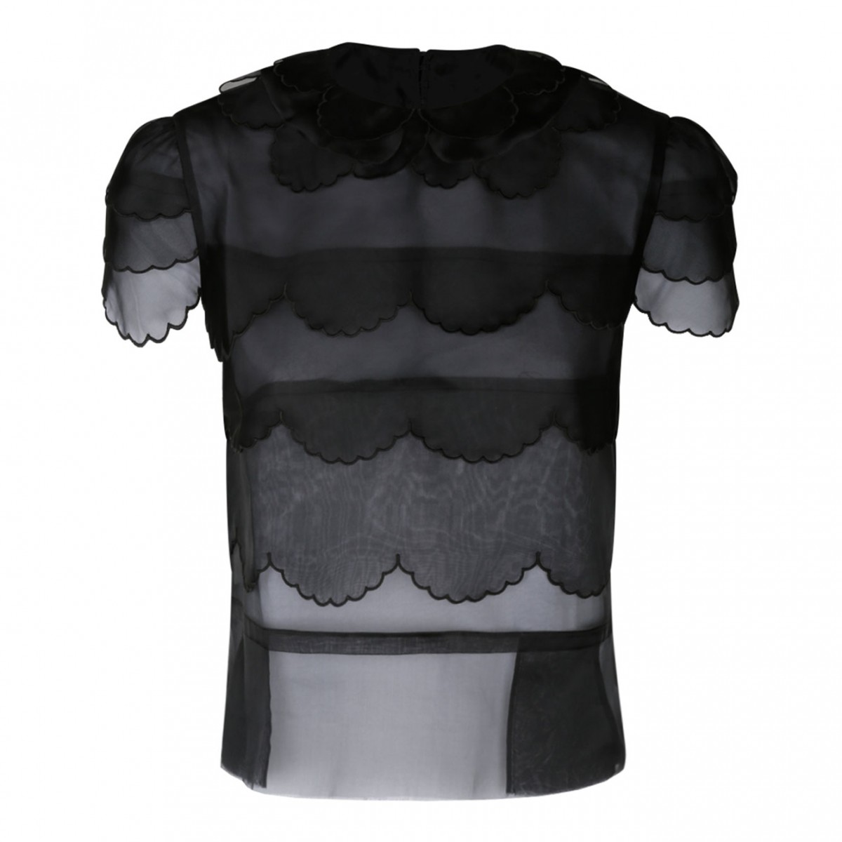 Black Silk Semi Sheer Blouse