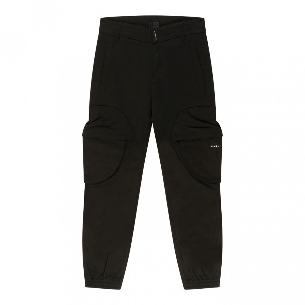 Givenchy Kids Black Cotton logo Plaque Gabardine Trousers