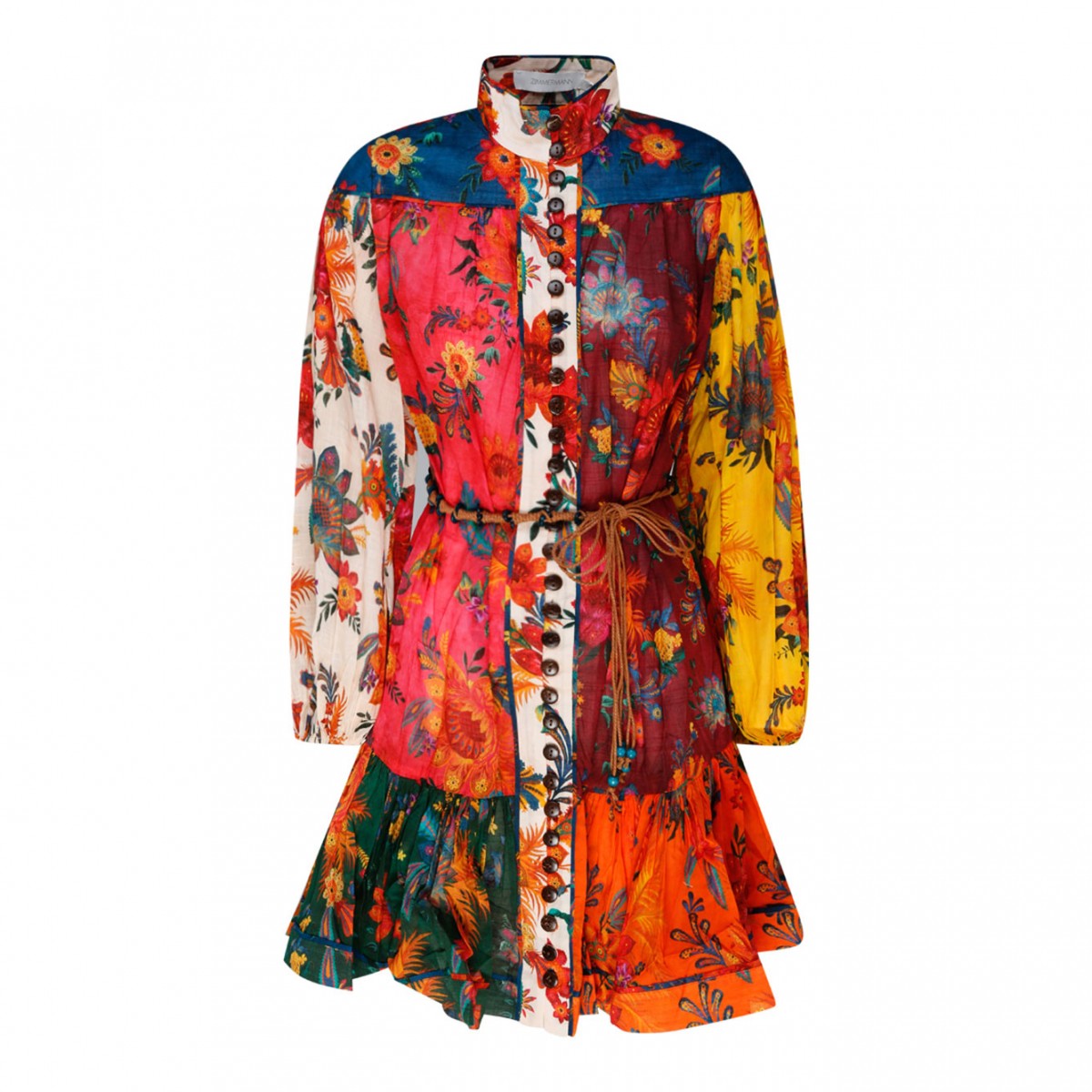 Multicolour Cotton Floral Print Mini Dress