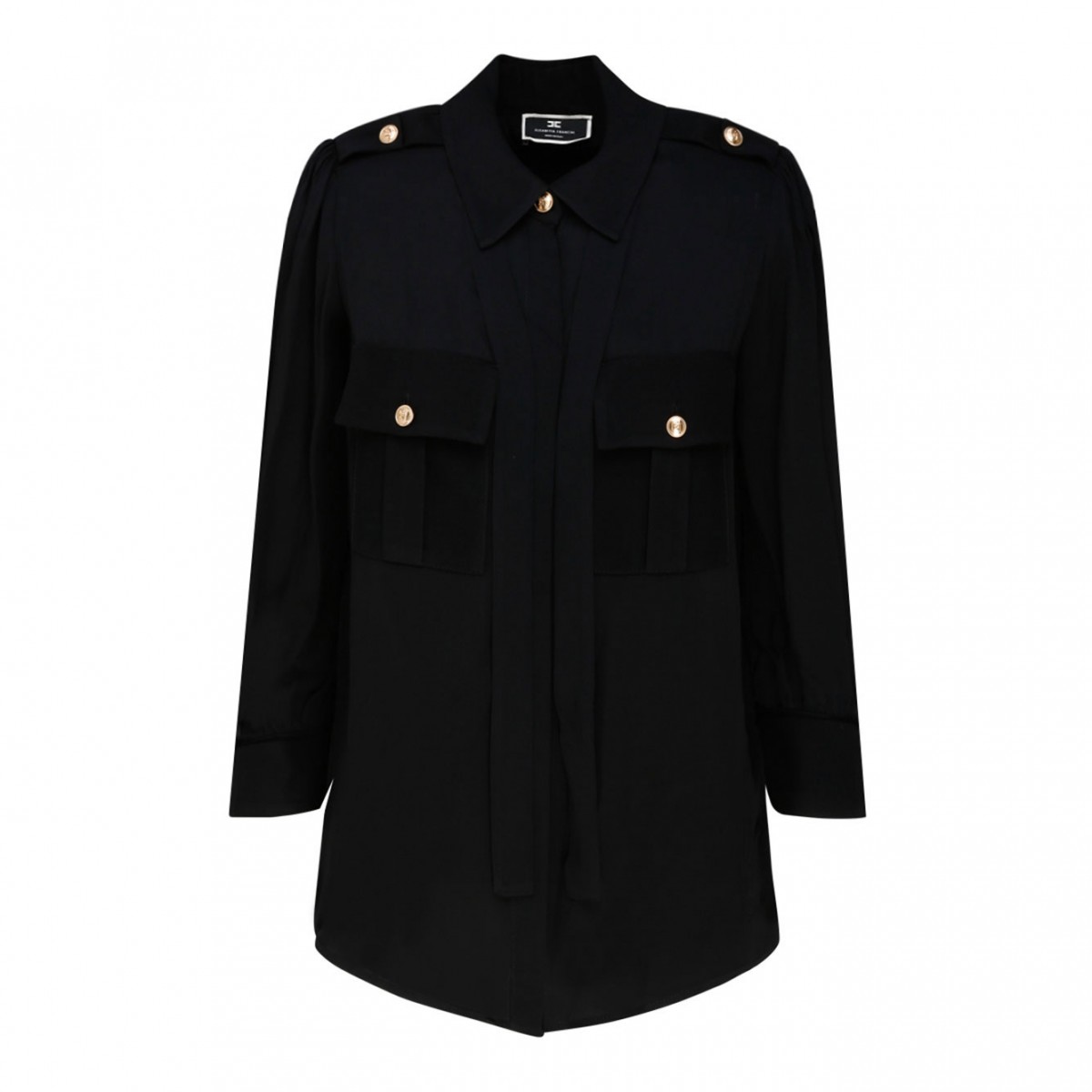 Elisabetta Franchi Black Bow Collar Shirt