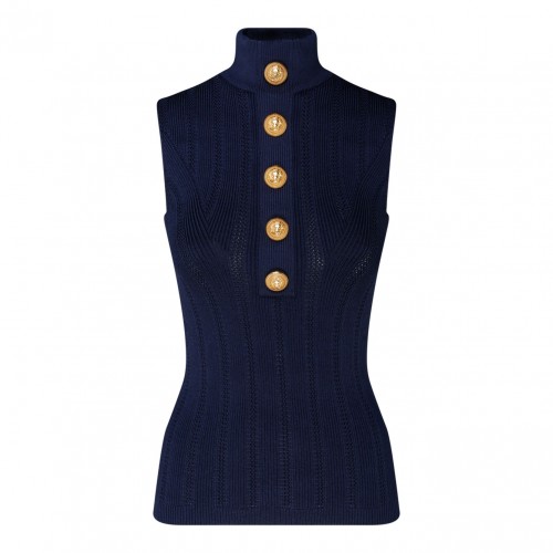 Navy Blue Pointelle Knit...