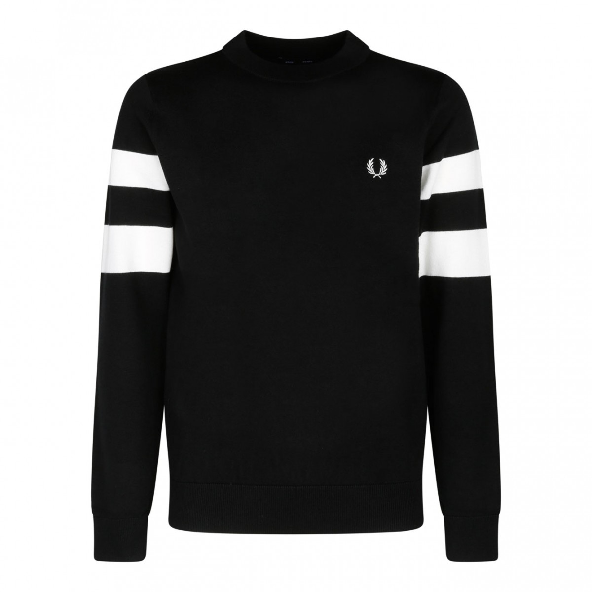 Fred Perry Black Wool Ringer Embroidered Sweatshirt