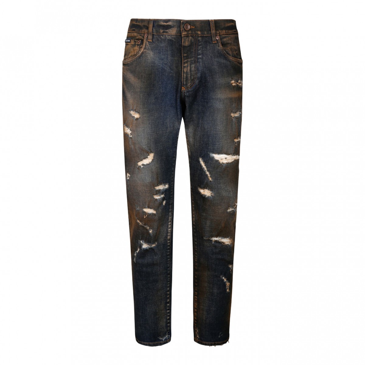 Black Cotton Bleached Effect Jeans