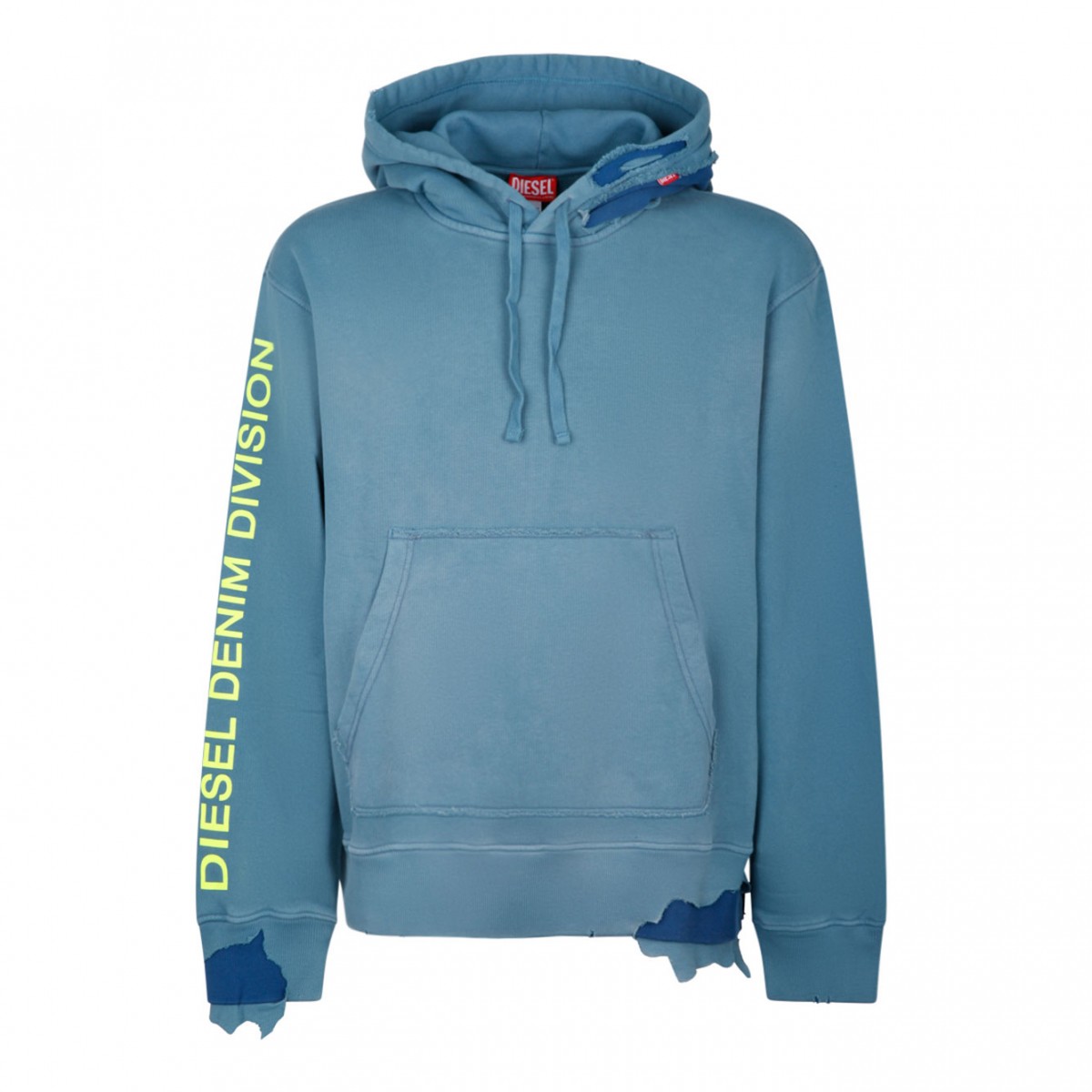 Light Blue Destroyed Effect Hoodie