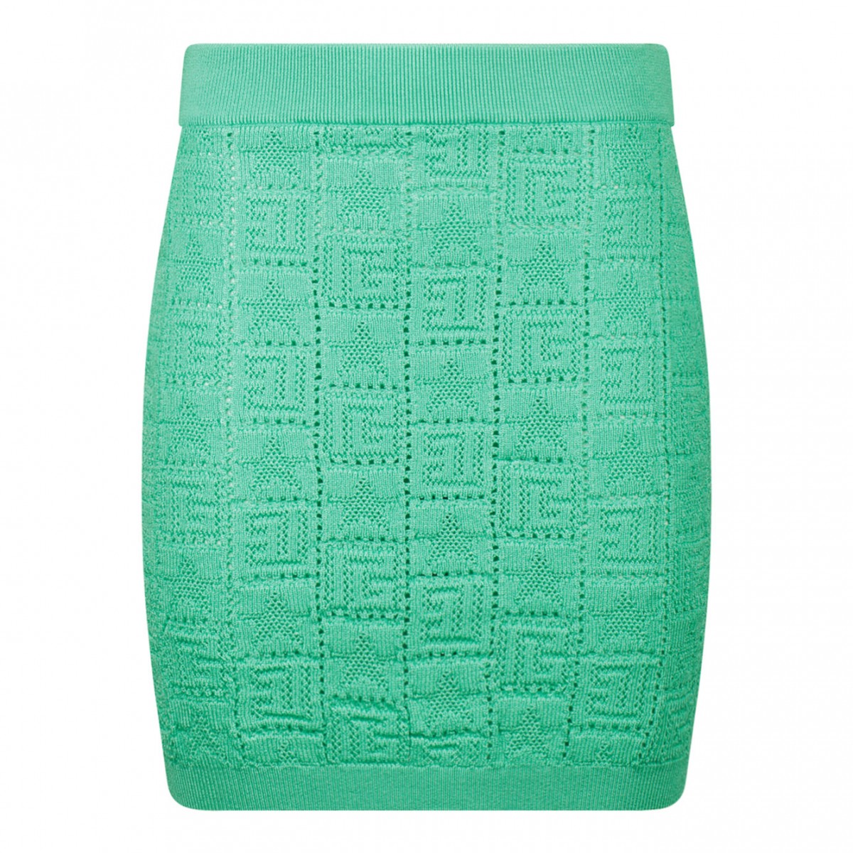 Light Green Openwork Monogram Knit Skirt