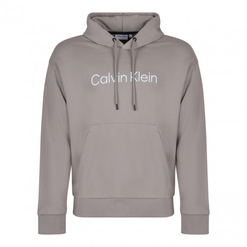 Grey Logo Print Hoodie