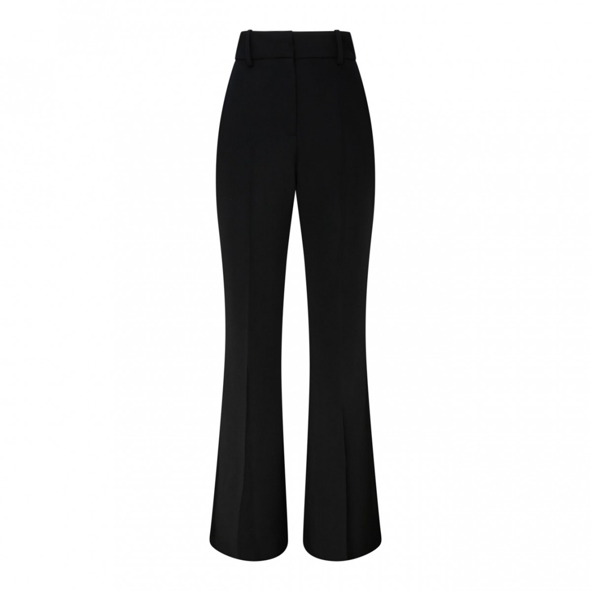 Black Wool Flared Trousers